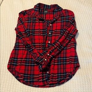 GAP Women's Red Plaid Button Down Shirt